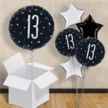 Black and Silver Holographic 13th Birthday 18" Balloon in a Box