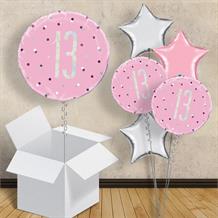 Pink and Silver Holographic 13th Birthday 18" Balloon in a Box