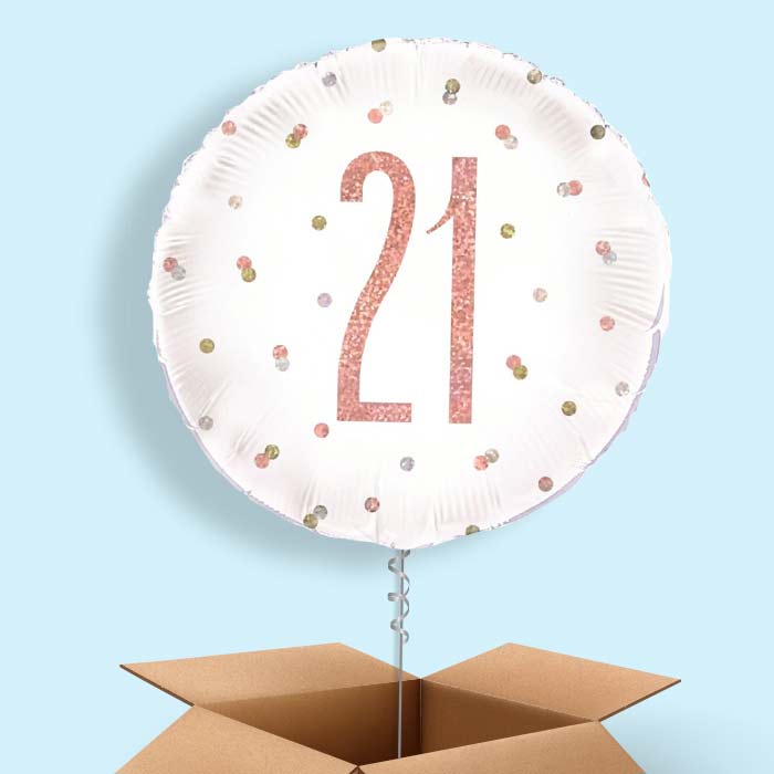 Rose Gold Holographic 21st Birthday 18&#34; Balloon in a Box