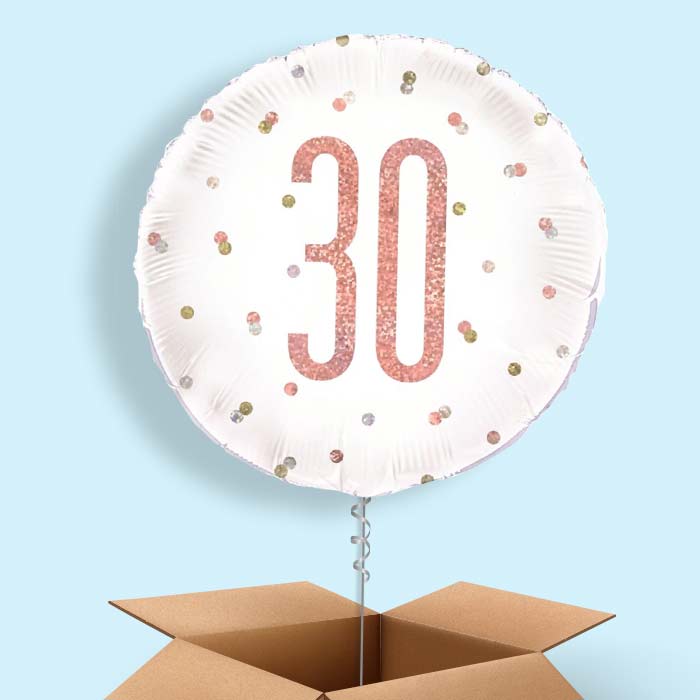 Rose Gold Holographic 30th Birthday 18&#34; Balloon in a Box