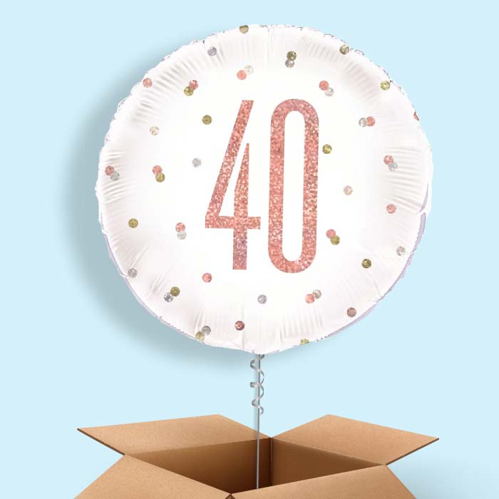 Rose Gold Holographic 40th Birthday 18&#34; Balloon in a Box
