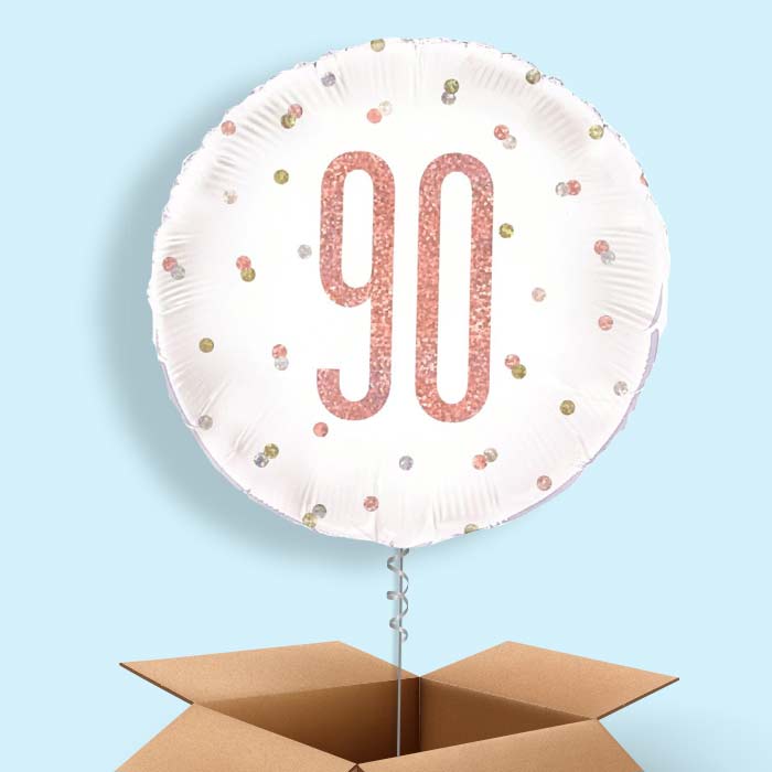 Rose Gold Holographic 90th Birthday 18&#34; Balloon in a Box