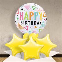 Happy Birthday | Rainbow Triangles 22" Bubble Balloon in a Box