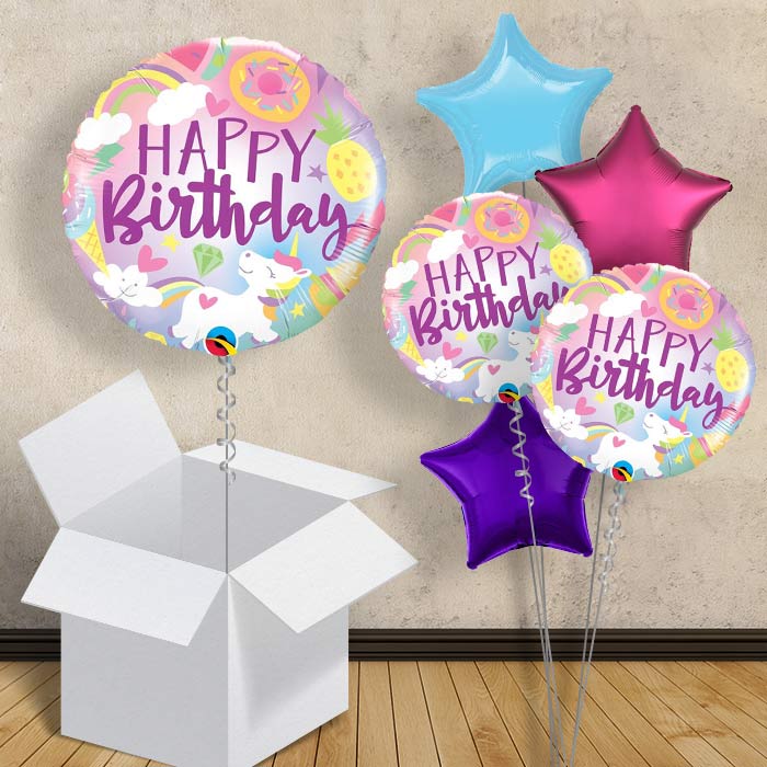Unicorn | Summer Happy Birthday 18&#34; Balloon in a Box