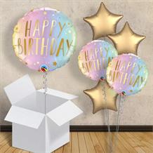 Happy Birthday Pastel Stars 18" Balloon in a Box
