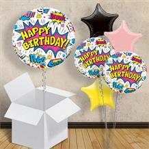 Superhero Pow White Happy Birthday 18" Balloon in a Box