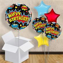 Superhero Pow Black Happy Birthday 18" Balloon in a Box