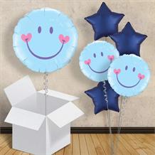 Baby Blue Smiley Face 18" Balloon in a Box