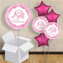 Pink Elephant Christening 18" Balloon in a Box