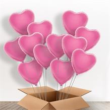 12 | One Dozen Baby Pink Hearts Inflated Foil Bunch of Balloons