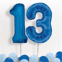 Blue Giant Numbers 13th Birthday Balloon in a Box Gift