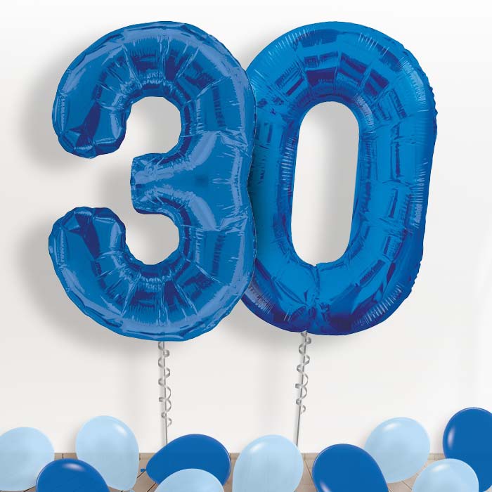 Blue Giant Numbers 30th Birthday Balloon in a Box Gift