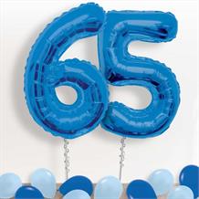 Blue Giant Numbers 65th Birthday Balloon in a Box Gift