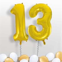 Gold Giant Numbers 13th Birthday Balloon in a Box Gift