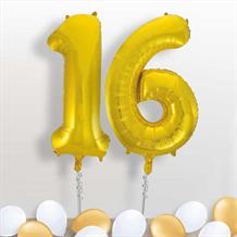 Gold Giant Numbers 16th Birthday Balloon in a Box Gift