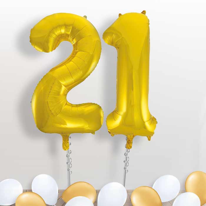 Gold Giant Numbers 21st Birthday Balloon in a Box Gift