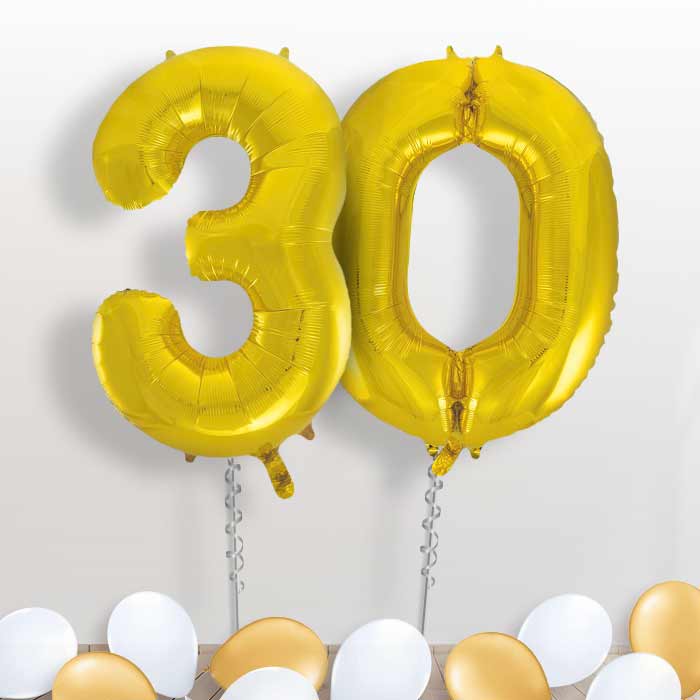 Gold Giant Numbers 30th Birthday Balloon in a Box Gift