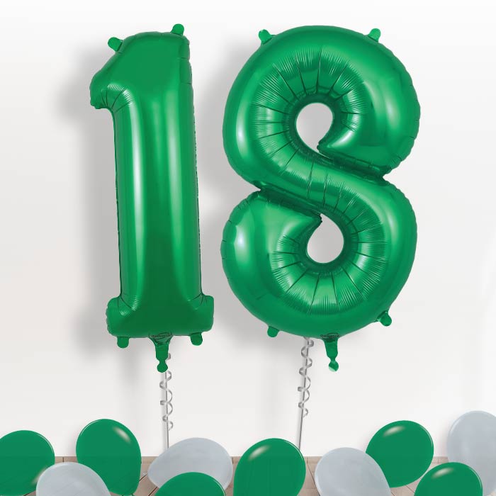 Dark Green Giant Numbers 18th Birthday Balloon in a Box Gift