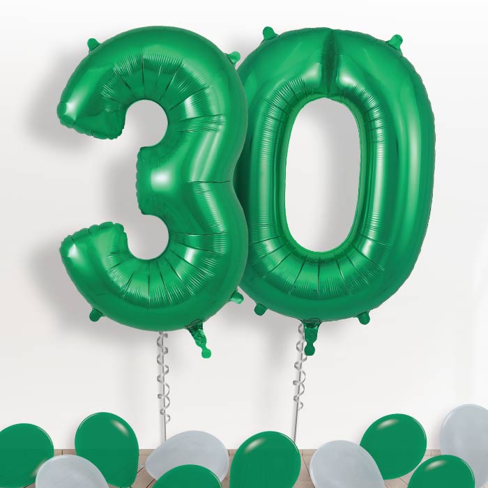 Dark Green Giant Numbers 30th Birthday Balloon in a Box Gift
