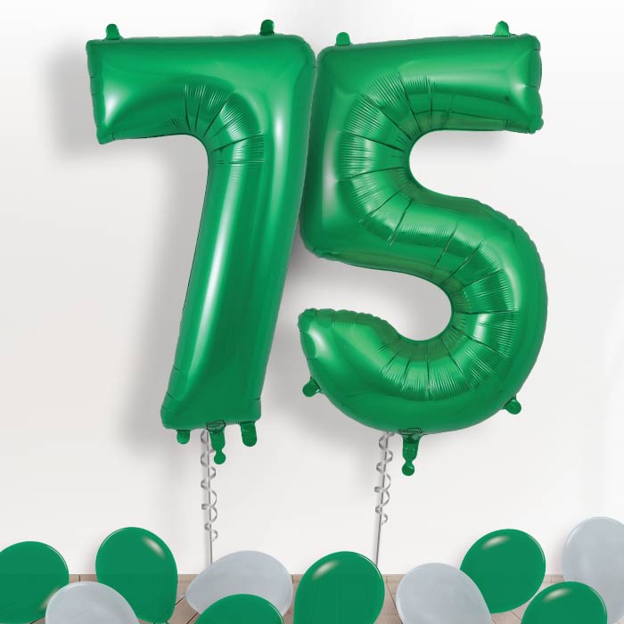 Dark Green Giant Numbers 75th Birthday Balloon in a Box Gift