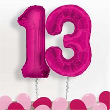 Pink Giant Numbers 13th Birthday Balloon in a Box Gift