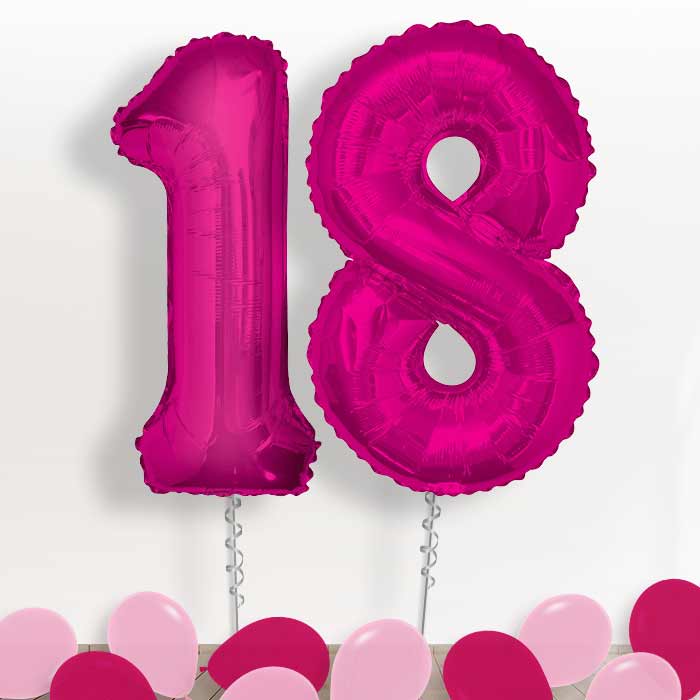 Pink Giant Numbers 18th Birthday Balloon in a Box Gift