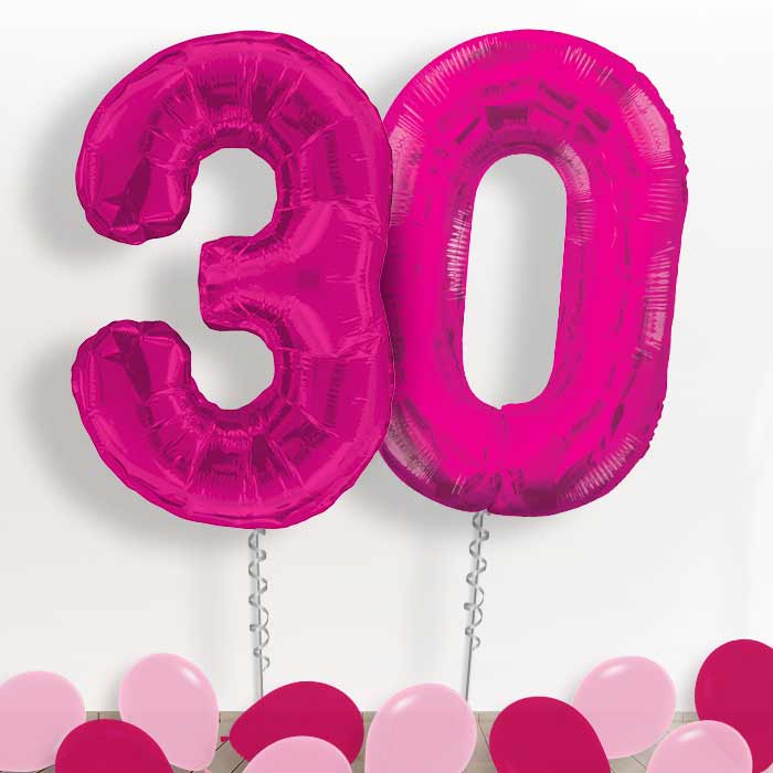 Pink Giant Numbers 30th Birthday Balloon in a Box Gift