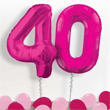 Pink Giant Numbers 40th Birthday Balloon in a Box Gift