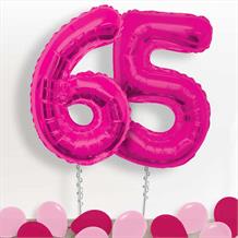 Pink Giant Numbers 65th Birthday Balloon in a Box Gift