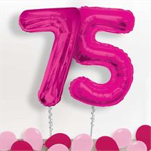 Pink Giant Numbers 75th Birthday Balloon in a Box Gift