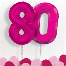 Pink Giant Numbers 80th Birthday Balloon in a Box Gift