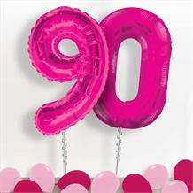 Pink Giant Numbers 90th Birthday Balloon in a Box Gift