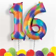 Multicoloured 16th Birthday Balloon Numbers in a Box | Party Save Smile