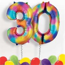 Multicoloured 30th Birthday Balloon Numbers in a Box | Party Save Smile