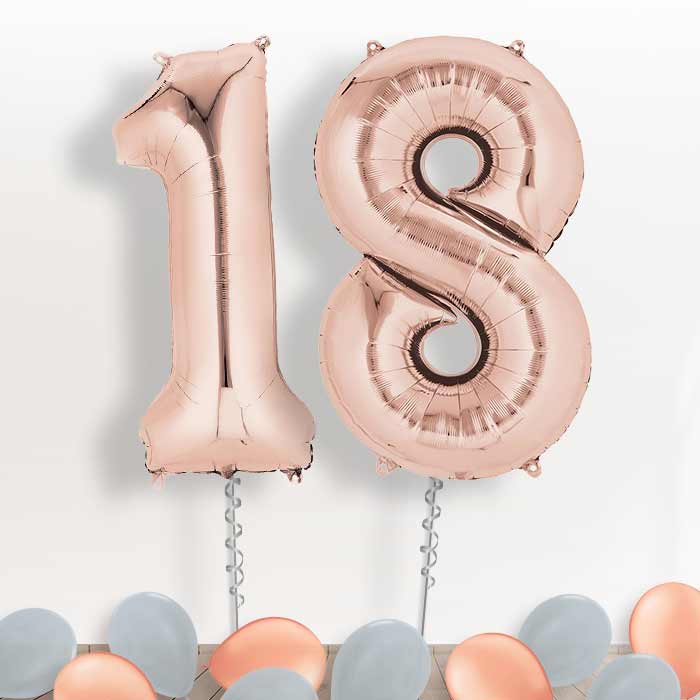 Rose Gold Giant Numbers 18th Birthday Balloon in a Box Gift