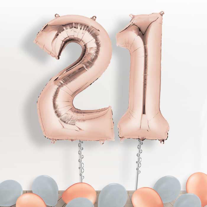 Rose Gold Giant Numbers 21st Birthday Balloon in a Box Gift