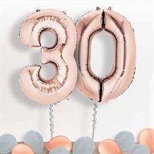 Rose Gold Giant Numbers 30th Birthday Balloon in a Box Gift