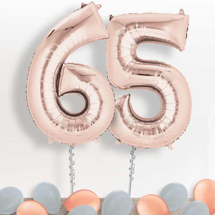 Rose Gold Giant Numbers 65th Birthday Balloon in a Box Gift