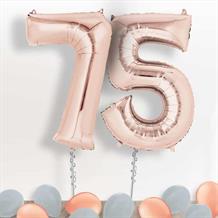Rose Gold Giant Numbers 75th Birthday Balloon in a Box Gift