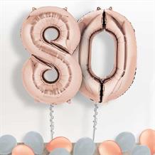 Rose Gold Giant Numbers 80th Birthday Balloon in a Box Gift