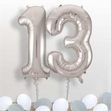Silver Giant Numbers 13th Birthday Balloon in a Box Gift