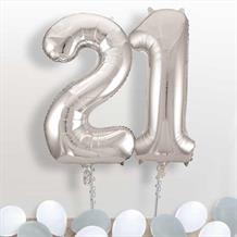 Silver Giant Numbers 21st Birthday Balloon in a Box Gift