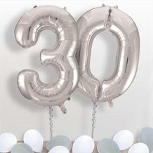 Silver Giant Numbers 30th Birthday Balloon in a Box Gift