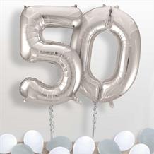 Silver Giant Numbers 50th Birthday Balloon in a Box Gift