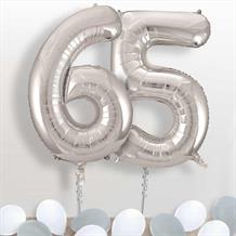 Silver Giant Numbers 65th Birthday Balloon in a Box Gift