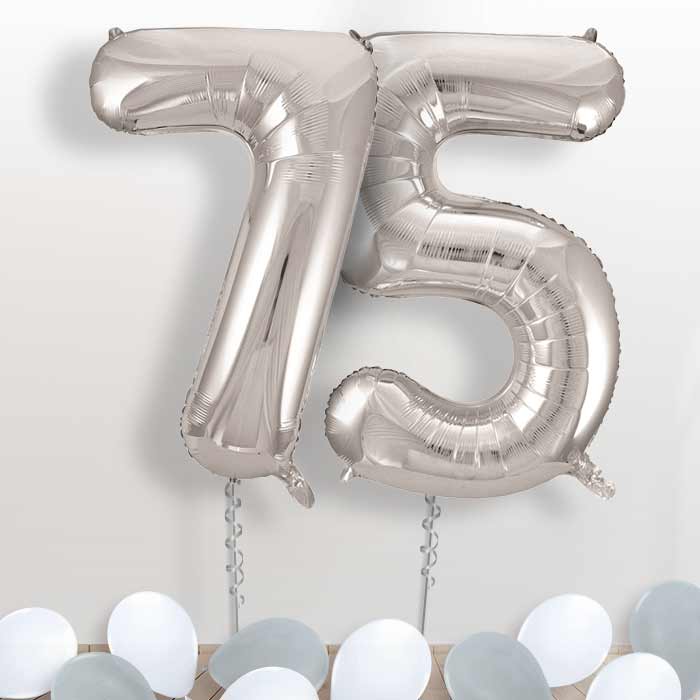 Silver Giant Numbers 75th Birthday Balloon in a Box Gift