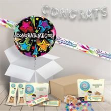 Congratulations Gifts Fudge, Balloon in a Box & Decorations (Stars)