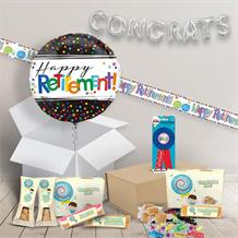 Happy Retirement Package includes Fudge, Confetti Design Balloon and Decorations