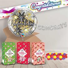 Congratulations Package includes Sweets, Silver Design Balloon and Decorations