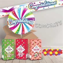 Congratulations Package includes Sweets, Swirls Design Balloon and Decorations